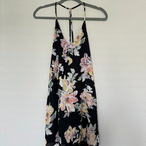 Black floral mini dress